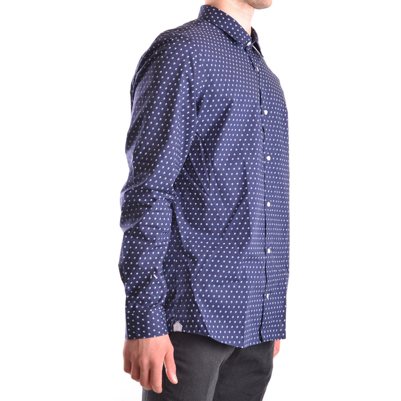 2432418 Michael Kors Camicia Blu Pois Maniche Lunghe Uomo