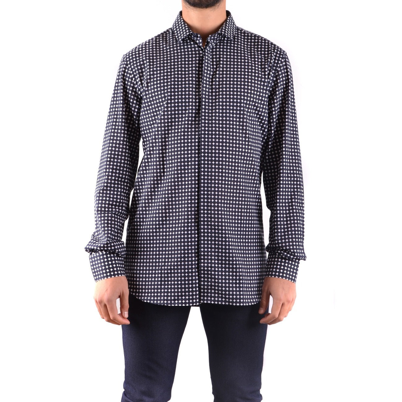 2430946 Neil Barrett Camicia Blu Pois Cotone Uomo