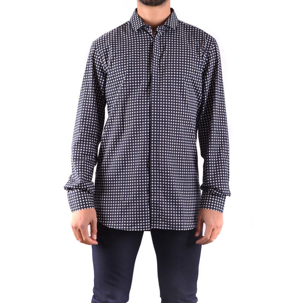 Camicia Blu Pois Cotone Uomo