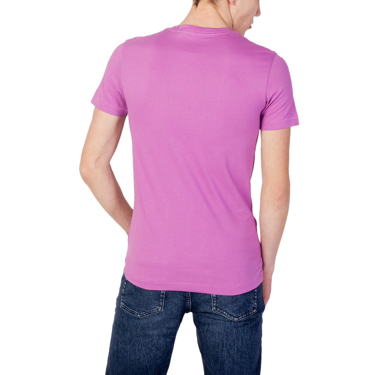 413134 Calvin Klein Jeans T-Shirt Viola Monocromo Cotone Organico Uomo