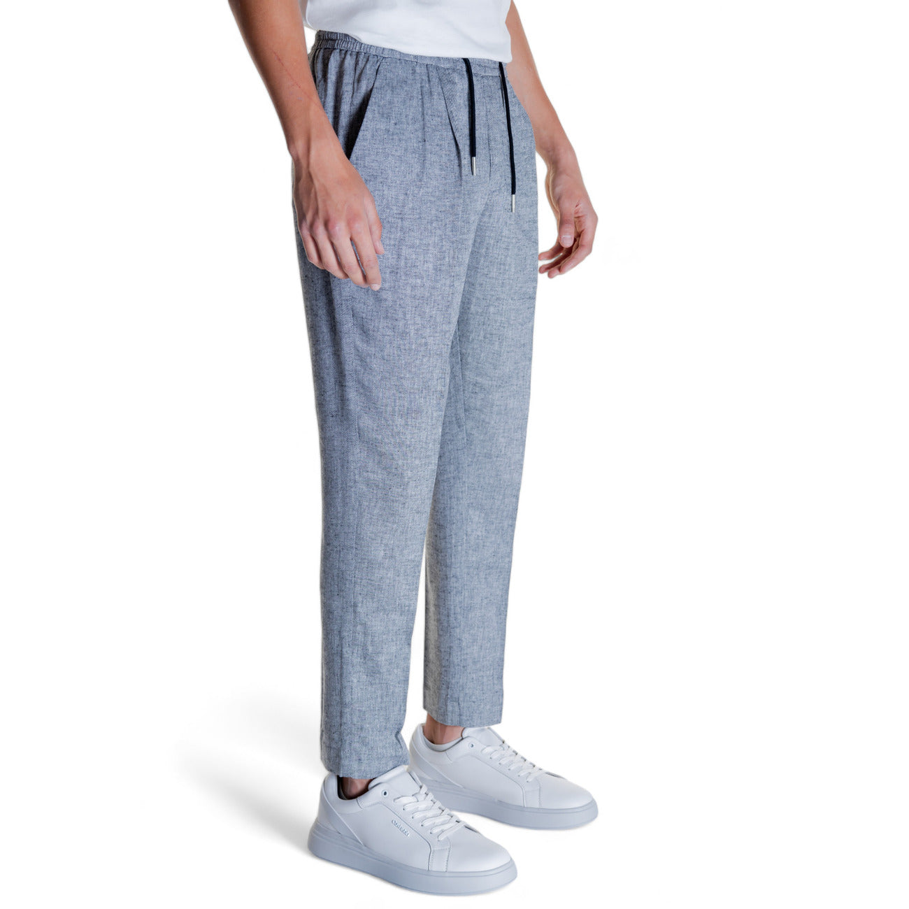 2304810 Antony Morato Pantaloni Nero Lino Viscosa Uomo