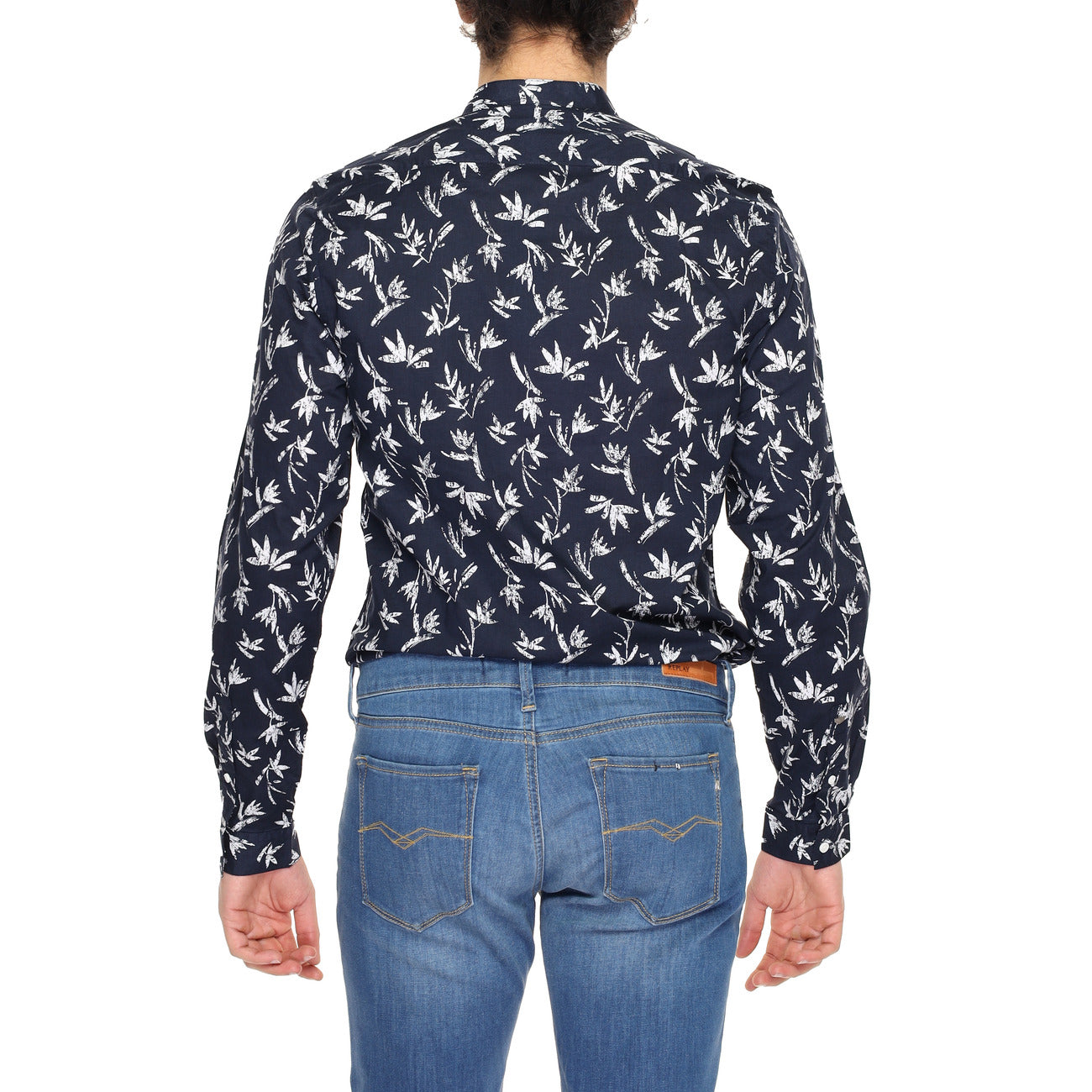 2218315 Antony Morato Camicia Blu Floreale Cotone Colletto Coreana Uomo