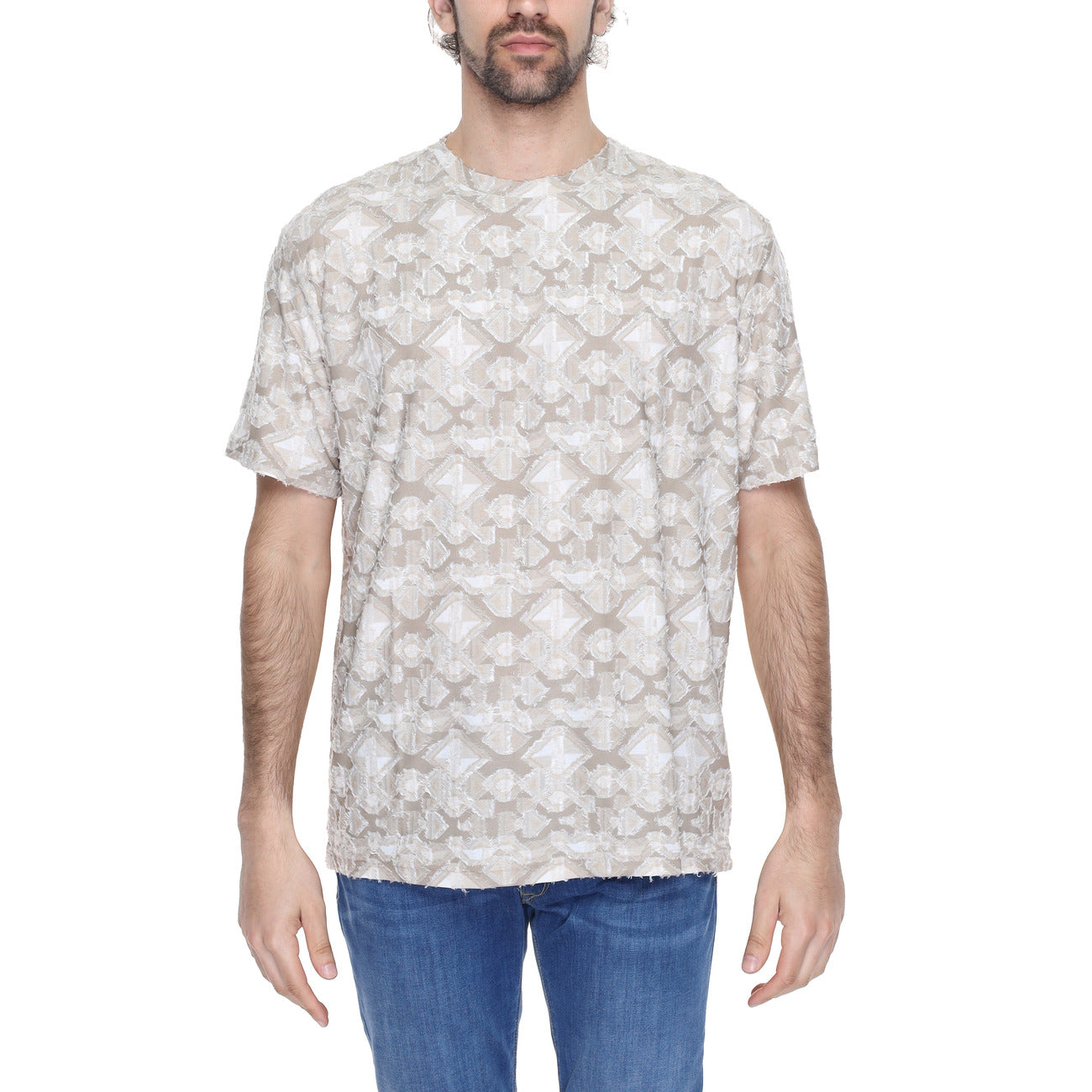 2218422 Antony Morato T-Shirt Beige Geometrica Uomo