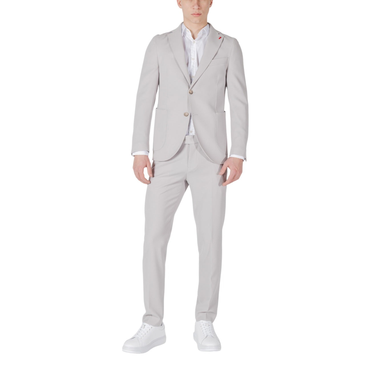 2416579 Mulish Abito Grigio Bavero Bottoni Tasche Scollo V Uomo