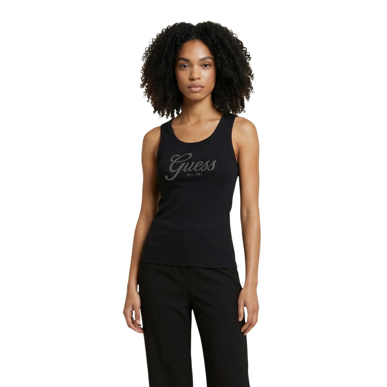 2458077 Guess Canotta Nera Poliammide Smanicata Donna