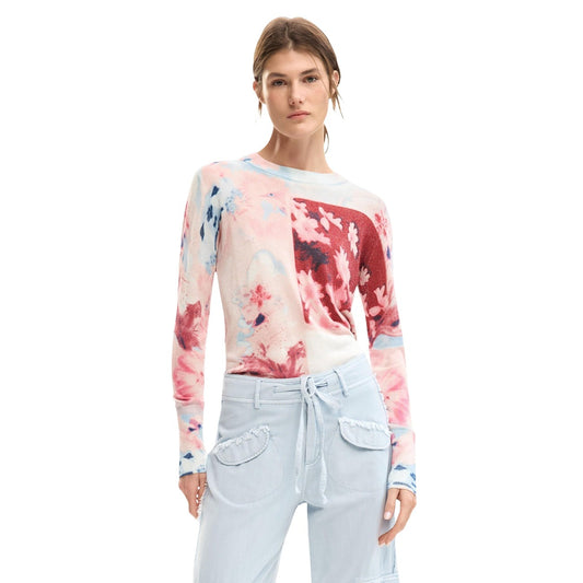 2454464 Desigual Maglia Donna Rosa Floreale Viscosa
