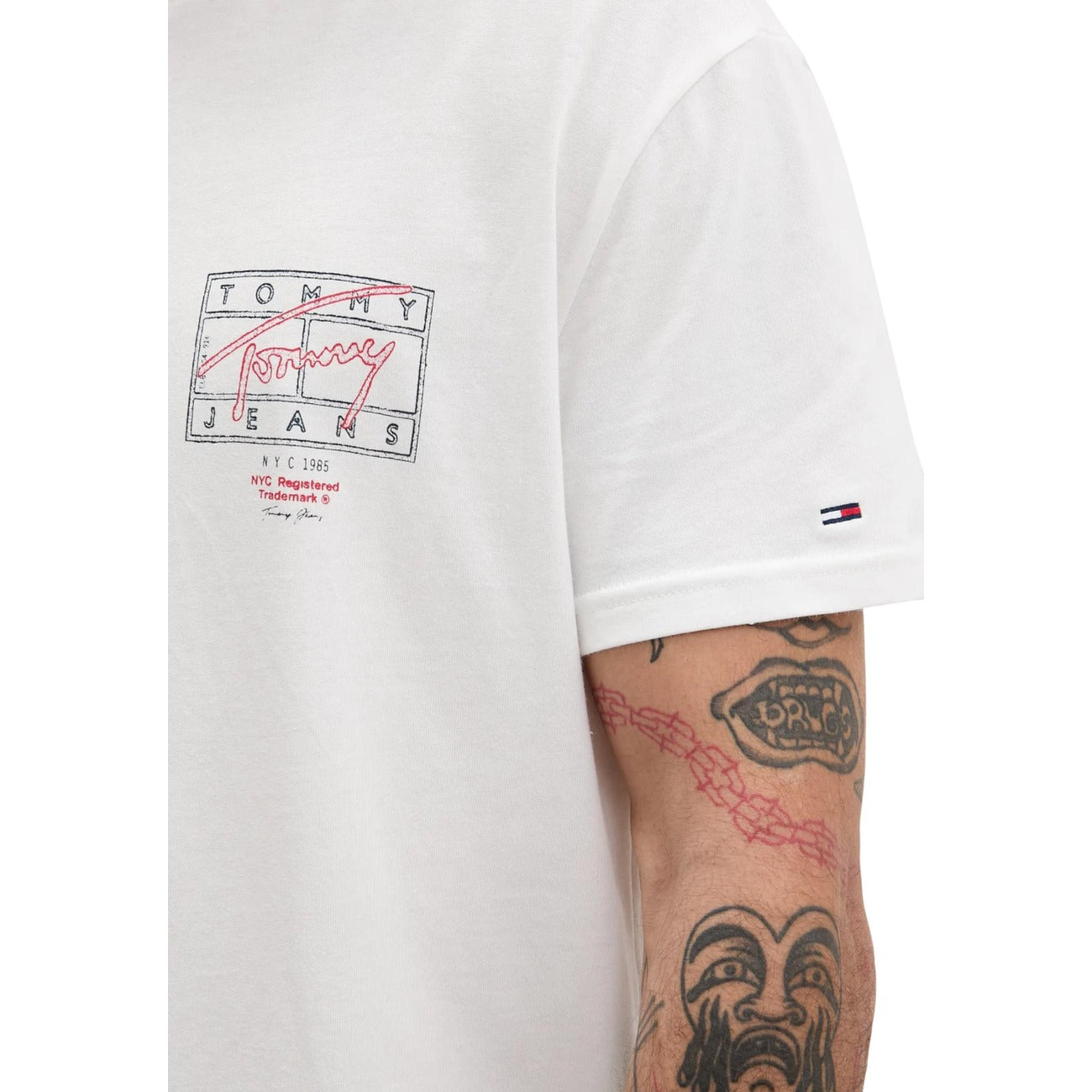 2447425 Tommy Hilfiger Jeans T-shirt Bianca Cotone Organico Uomo
