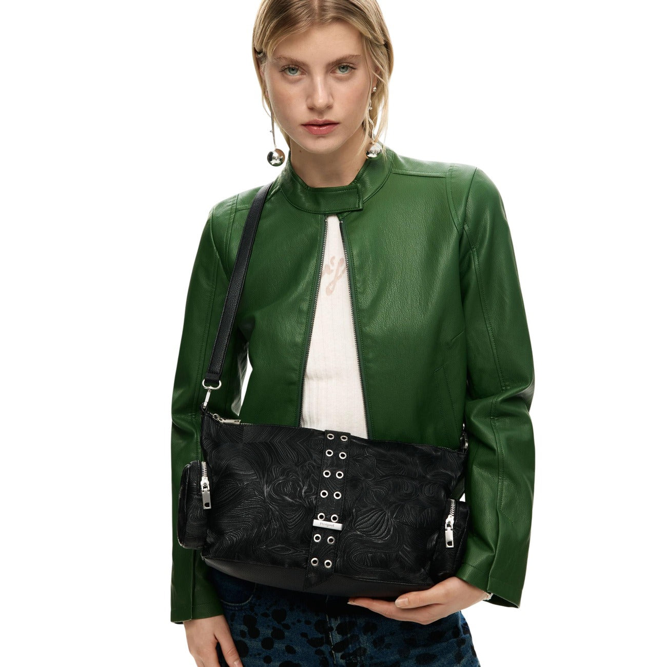 2454687 Desigual Borsa Nera Tracolla Cotone
