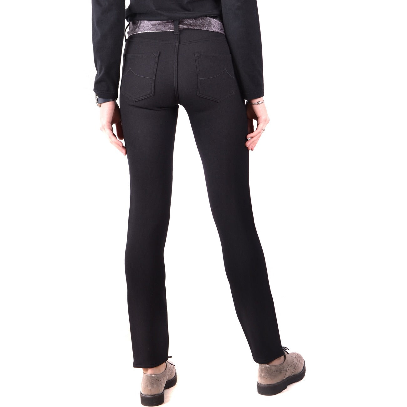 2437695 Jacob Cohen Pantaloni Neri Nylon Elastan Made Italy Donna