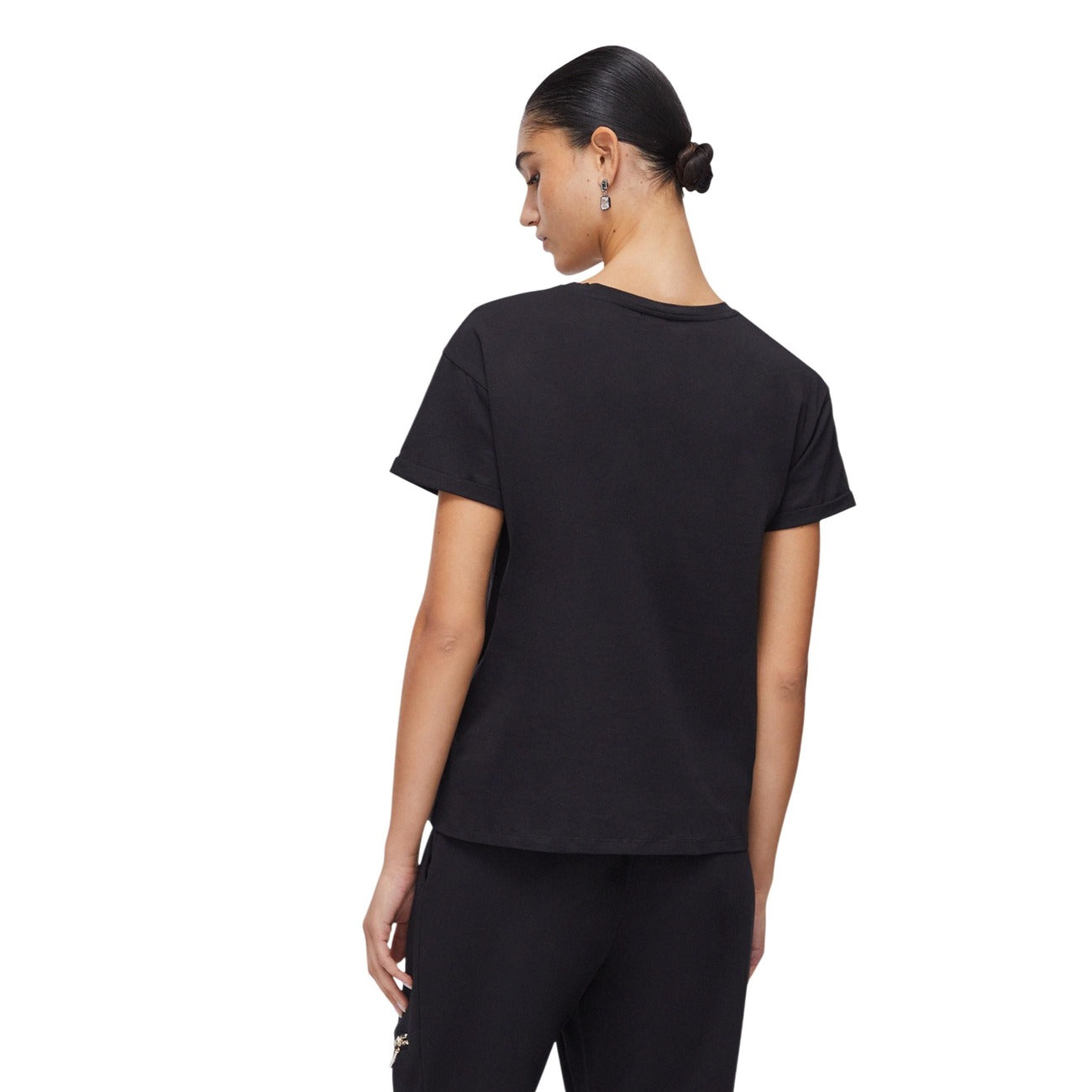 2455973 Liu Jo T-Shirt Donna Nera Cotone Tasca