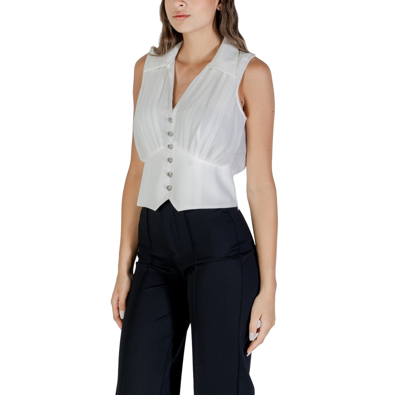 488270 Morgan De Toi Top Bianco Smanicato Scollo V Donna Autunno/Inverno