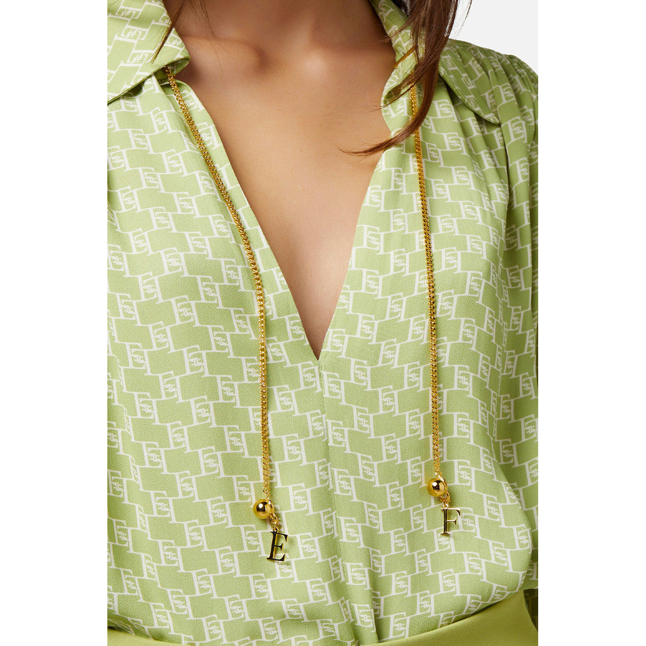 486634 Elisabetta Franchi Blusa Verde Donna Primavera/Estate