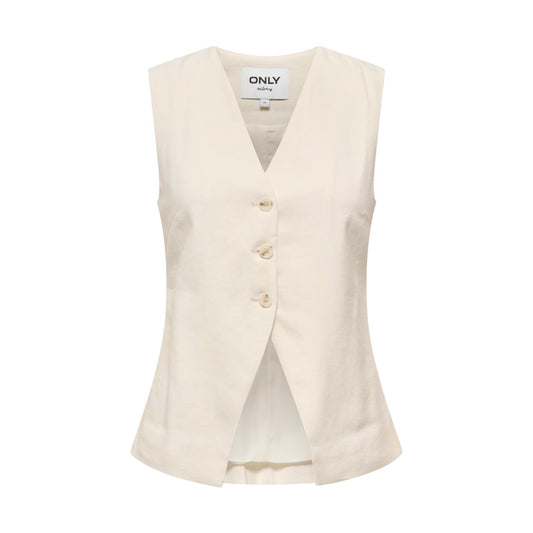 517466 Only Gilet Beige Smanicato Donna