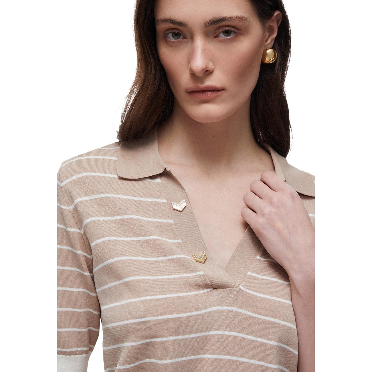 512144 Liu Jo Polo Beige Righe Donna Primavera/Estate