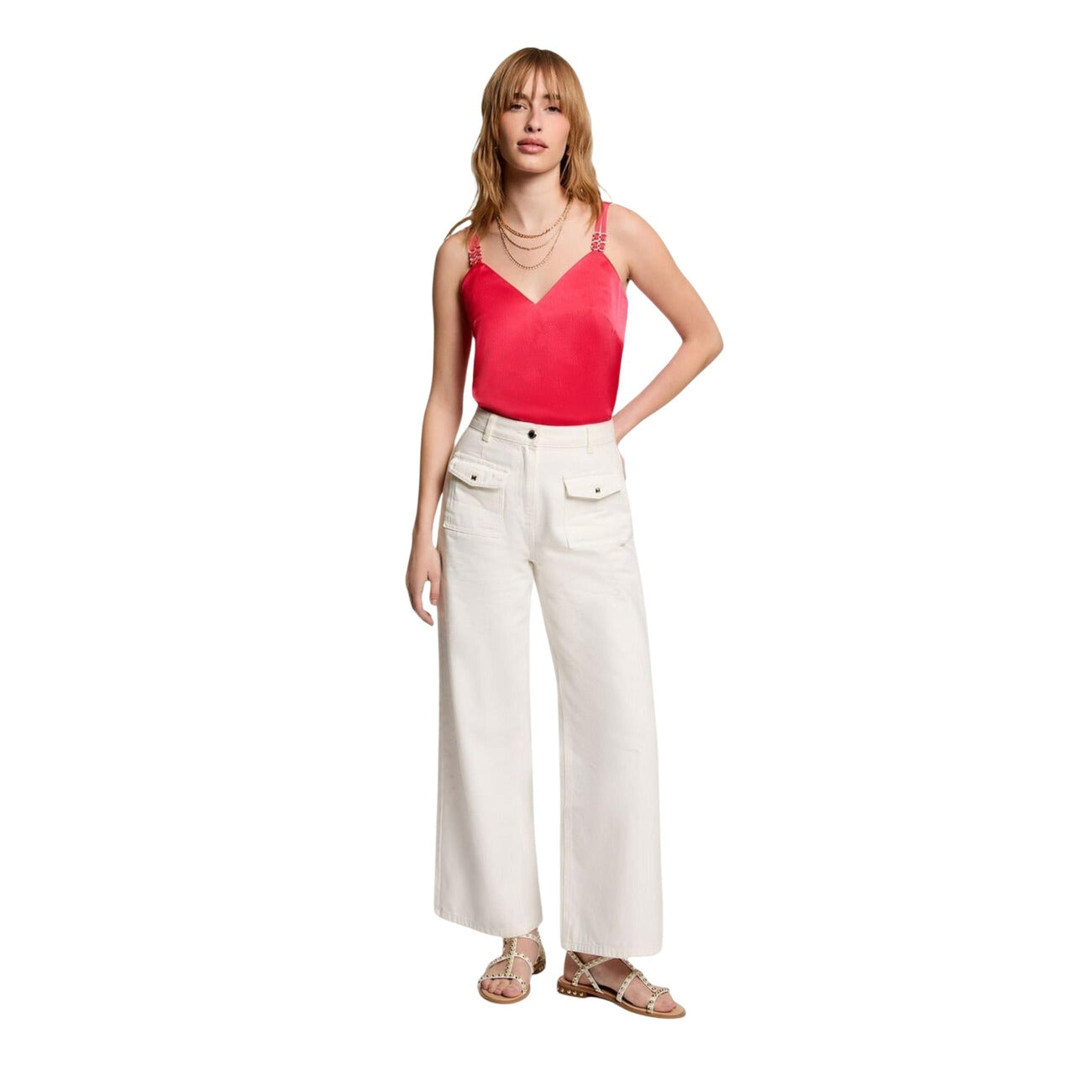 514278 Morgan De Toi Top Corallo Scollo V Donna Primavera/Estate