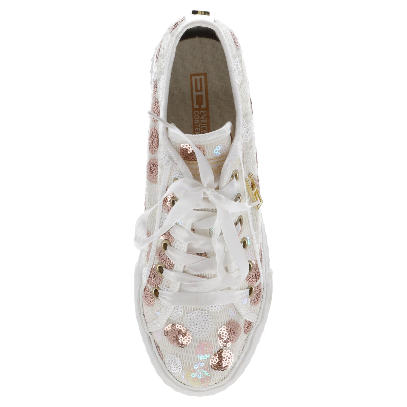 360994 Enrico Coveri Sneakers Bianche Pois Paillettes