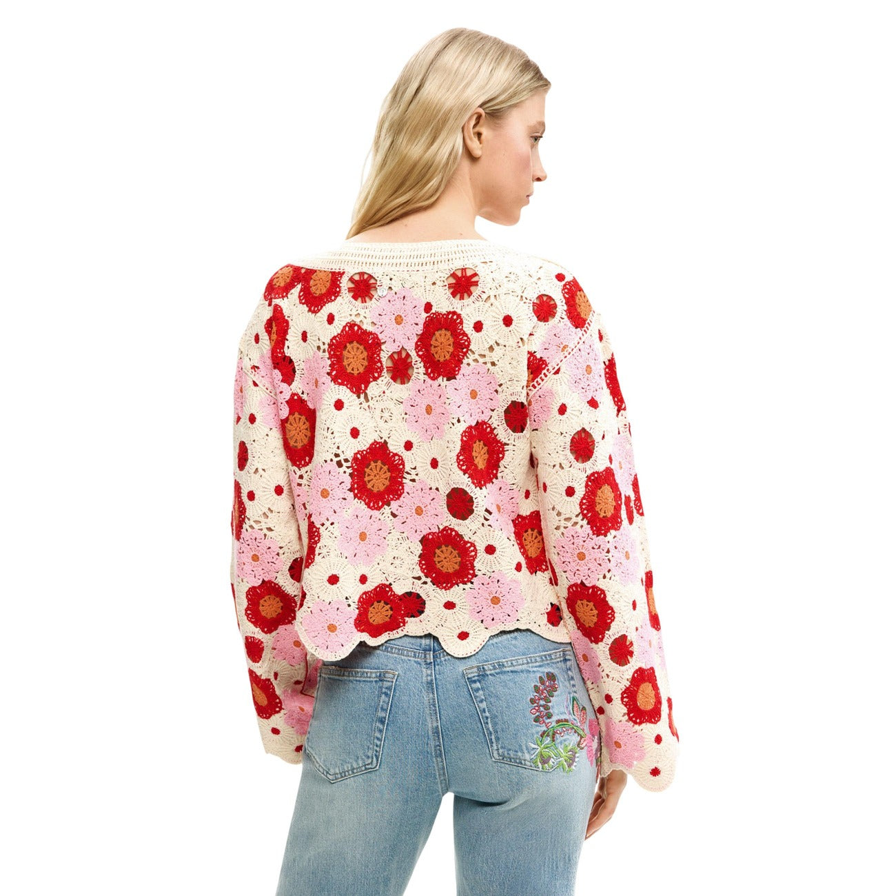2458779 Desigual Maglia Beige Floreale Donna