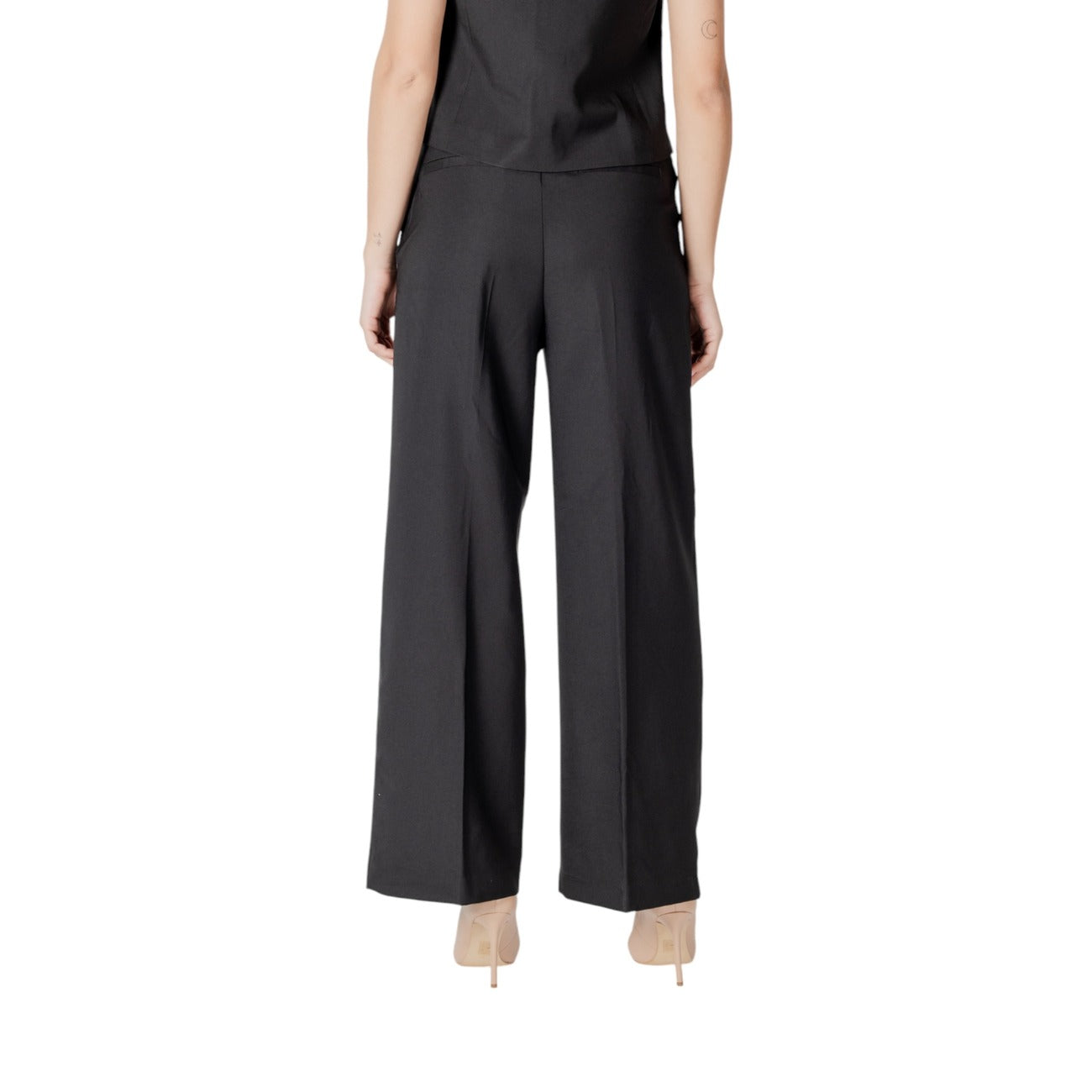 2413622 Ichi Pantaloni Neri Zip Tasche Donna