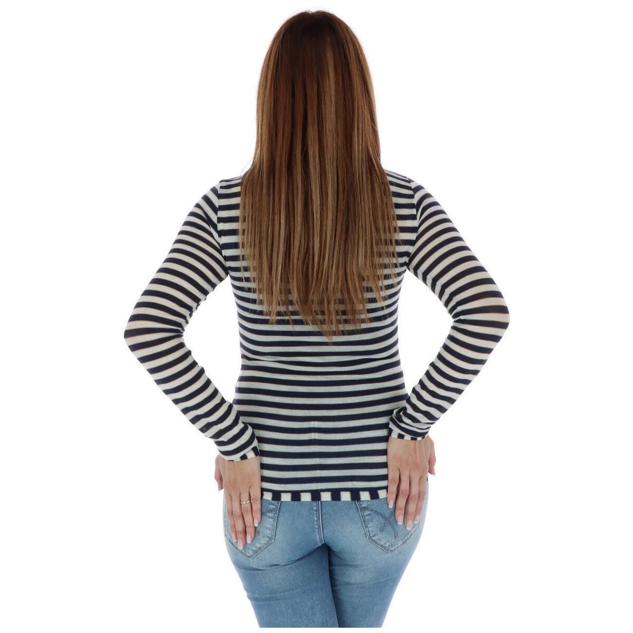 344270 Pinko Maglia Blu Viscosa Cashmere Righe Donna