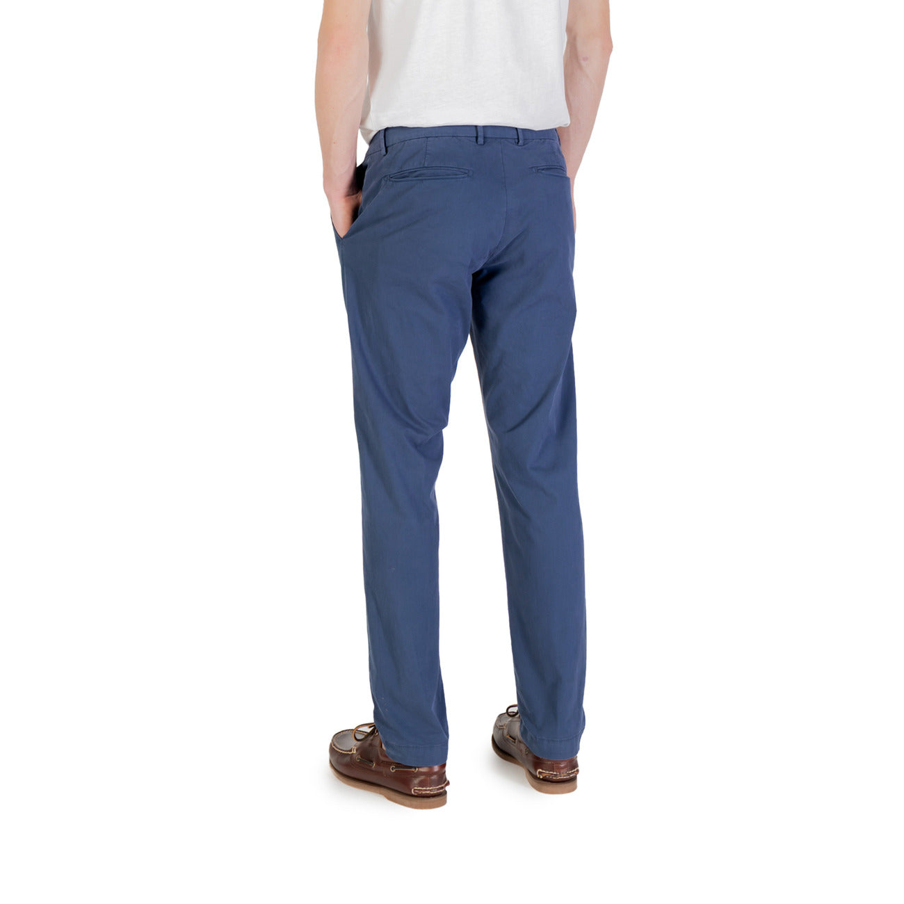 2420757 Borghese Pantaloni Blu Cotone Elastan Uomo
