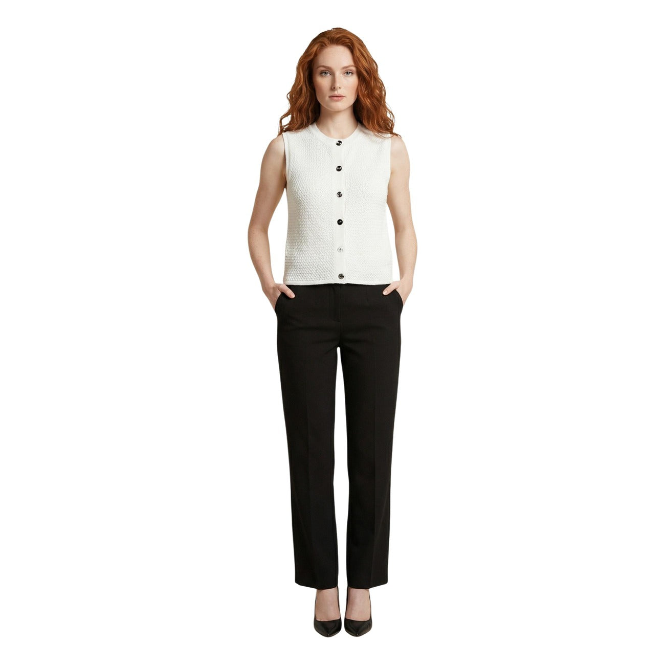 516731 Jacqueline De Yong Gilet Bianco Smanicato Donna