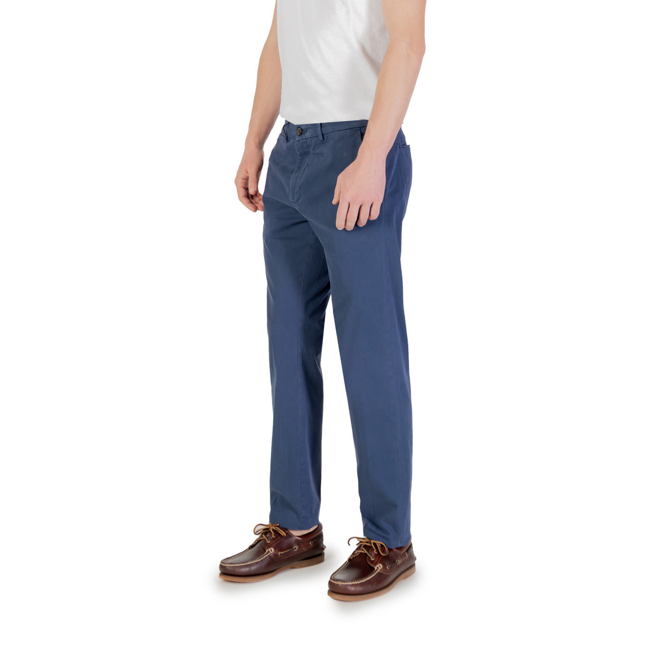 2420757 Borghese Pantaloni Blu Cotone Elastan Uomo