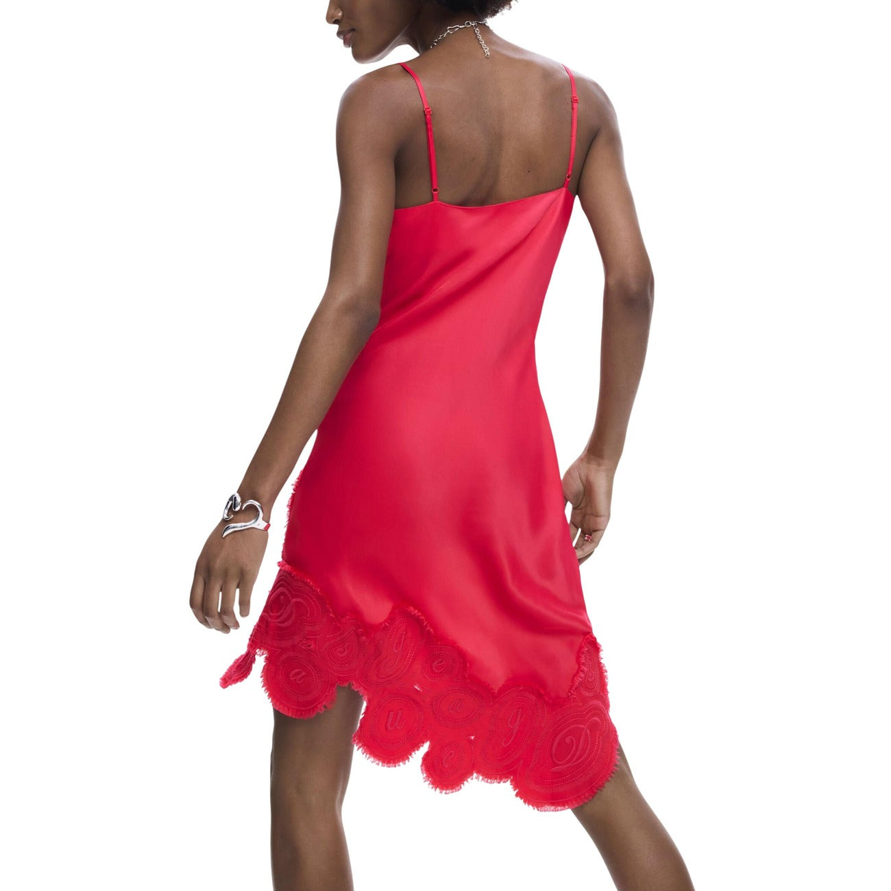 2450122 Desigual Abito Corto Fuxia Viscosa Smanicato Donna