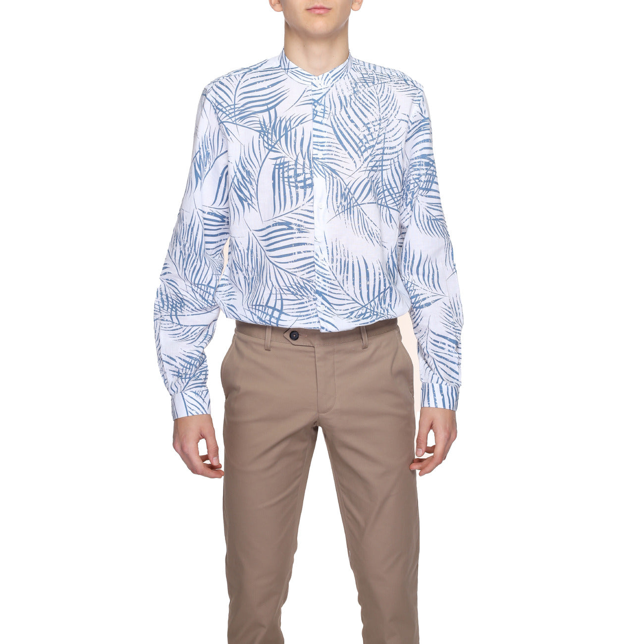 2220038 Antony Morato Camicia Blu Cotone Lino Uomo