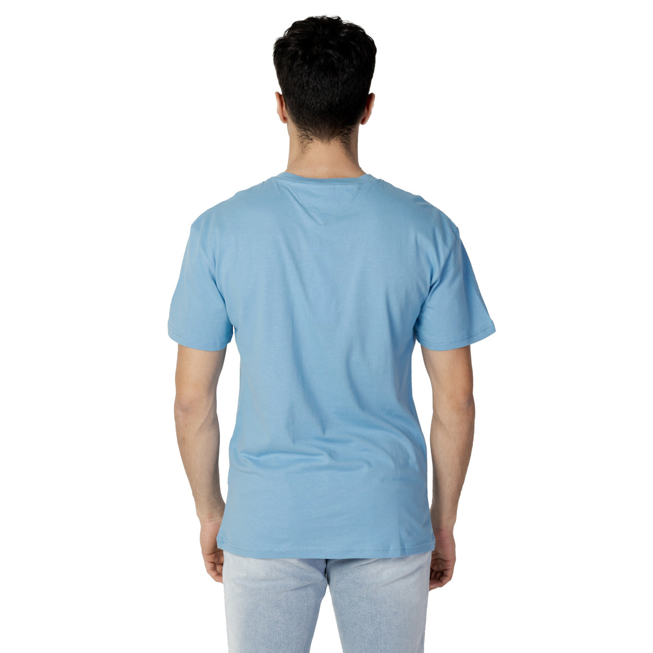 425723 Tommy Hilfiger Jeans T-Shirt Azzurro Monocromo Cotone Organico Uomo