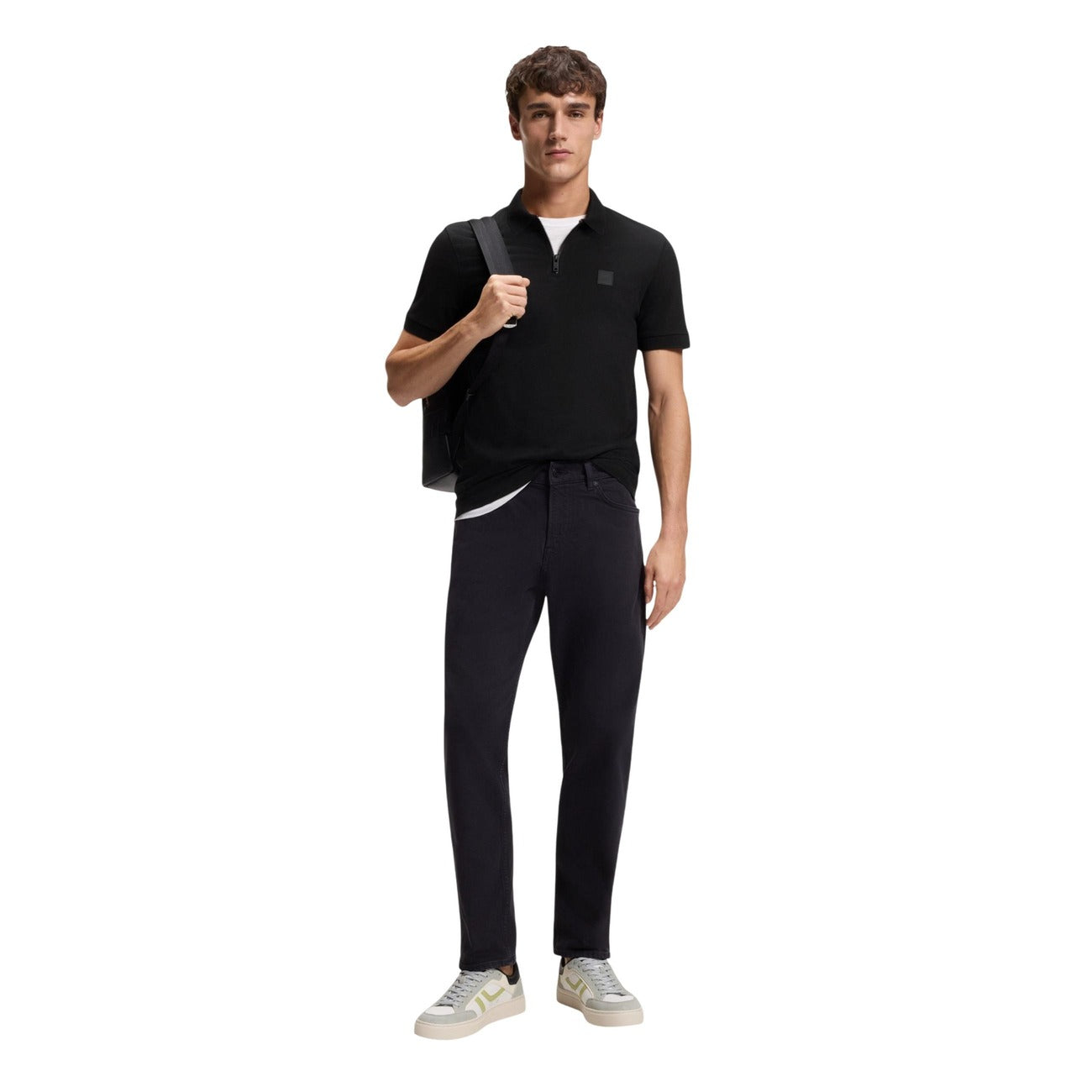 2458340 Boss Polo Nera Zip Uomo