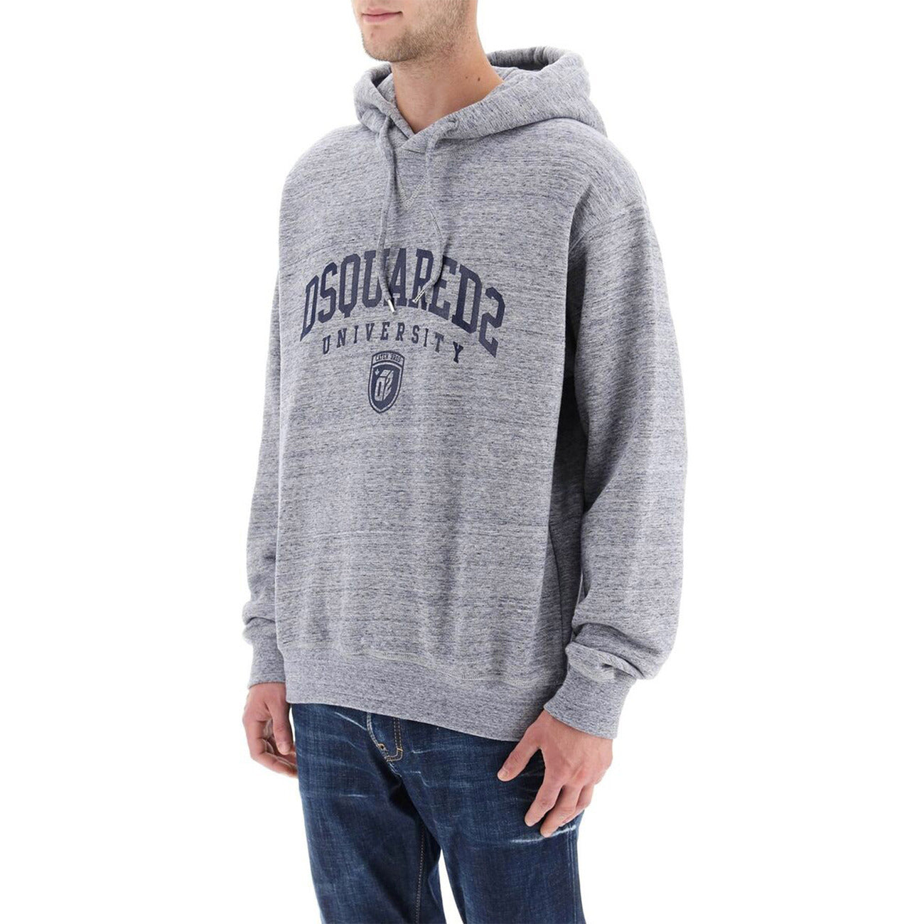 2424554 Dsquared2 Felpa Grigia Stampa Cappuccio Uomo