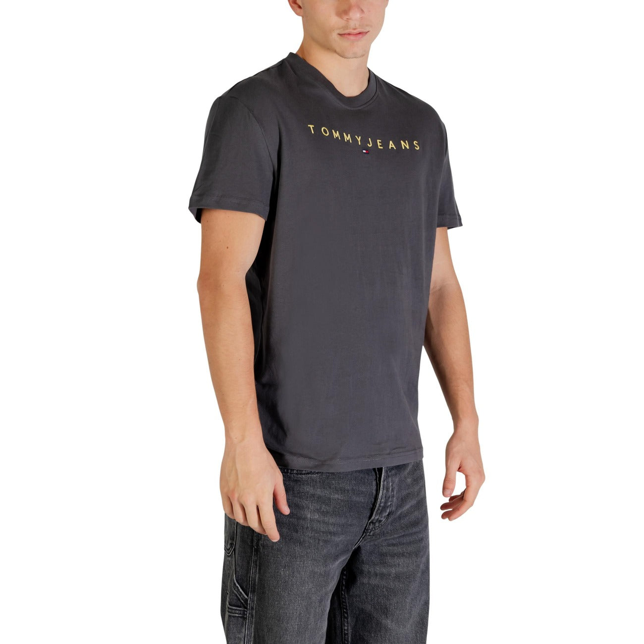 2447254 Tommy Hilfiger Jeans T-shirt Grigia Maniche Lunghe Cotone Organico Uomo