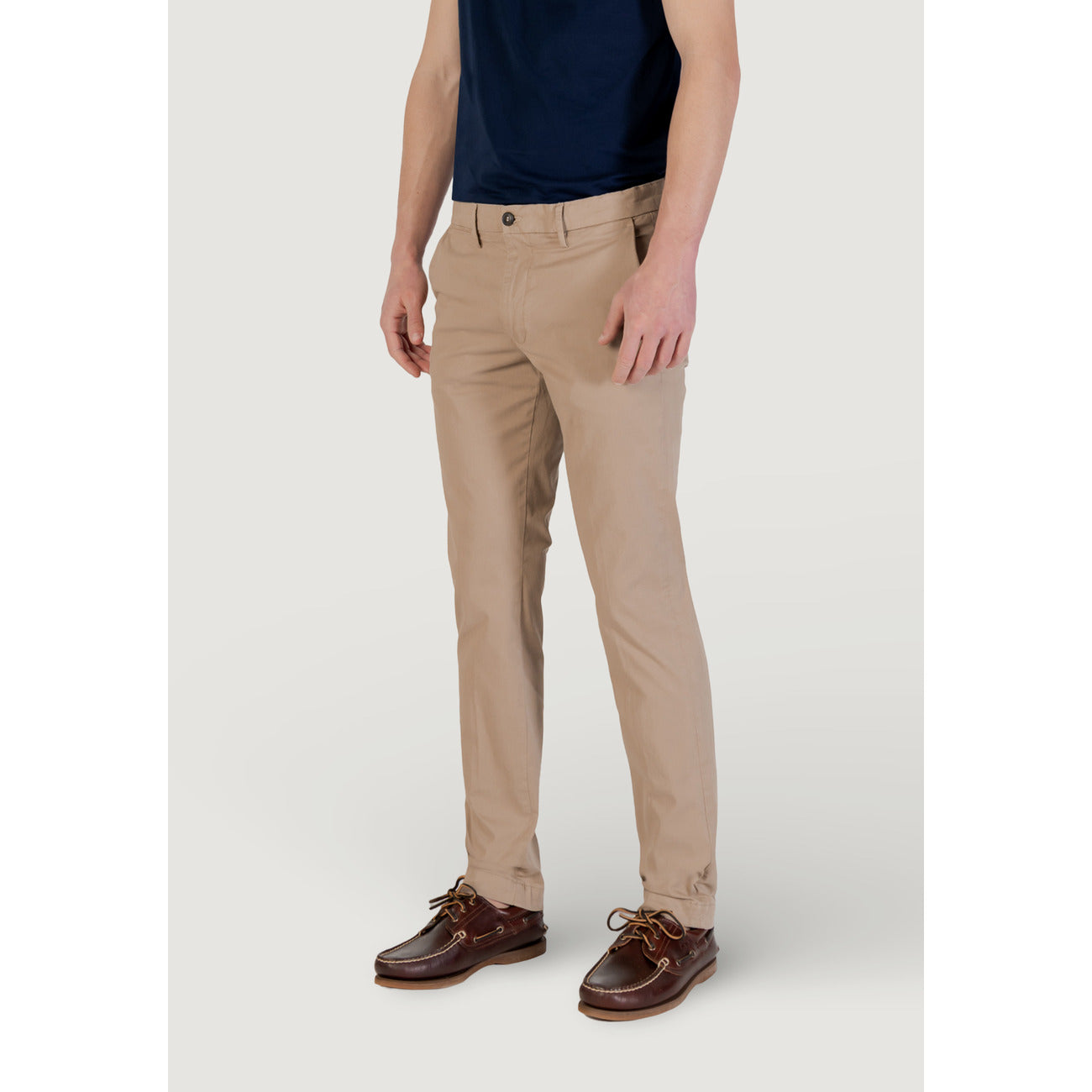 2421598 Borghese Pantaloni Beige Monocromo Cotone Elastan Uomo