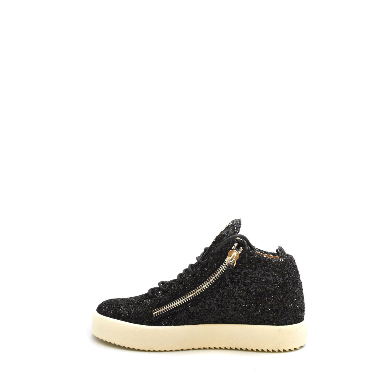 2438011 Giuseppe Zanotti Sneakers Nere Pelle Strass Zip Lacci Donna