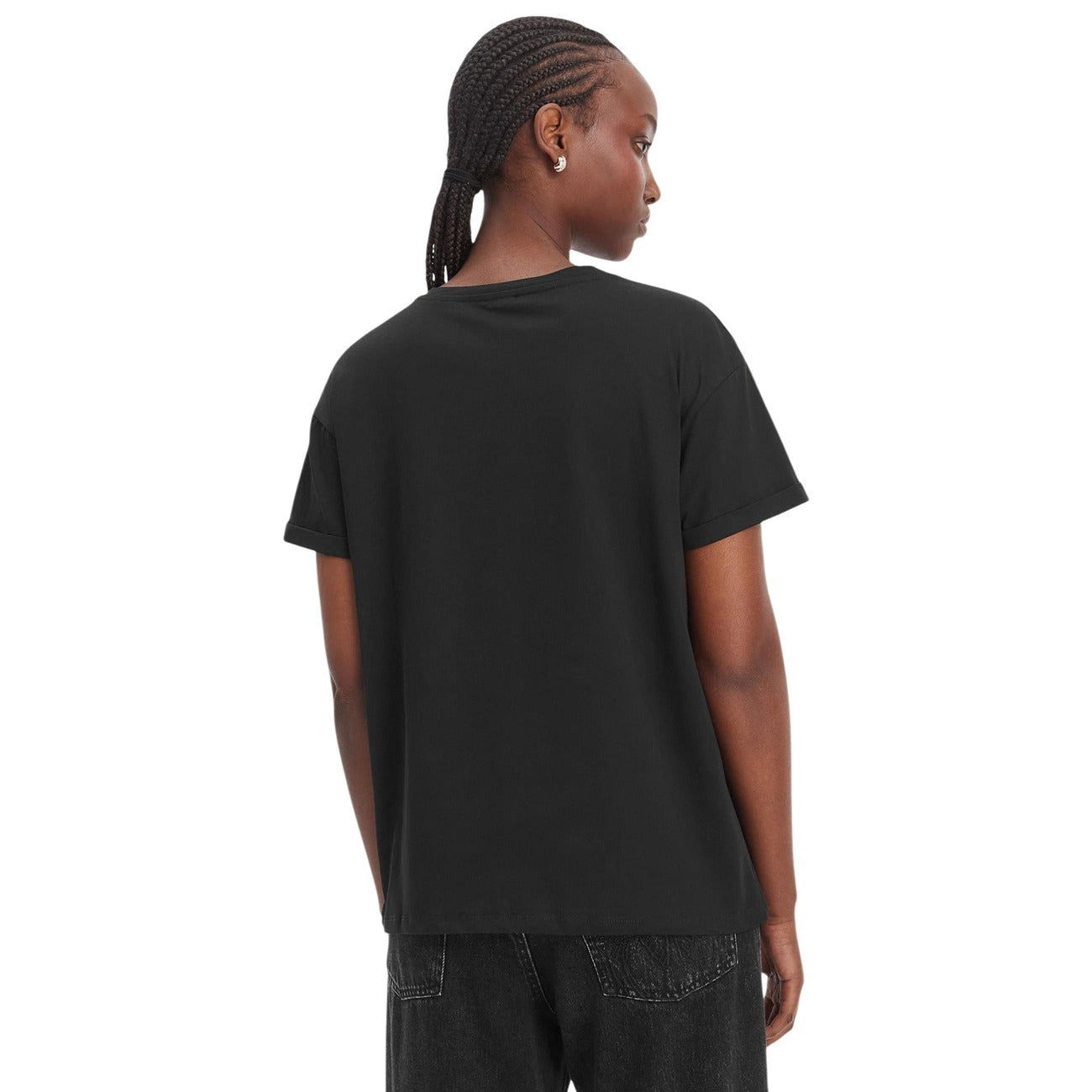 2455837 Liu Jo T-Shirt Donna Nera Cotone Tasca