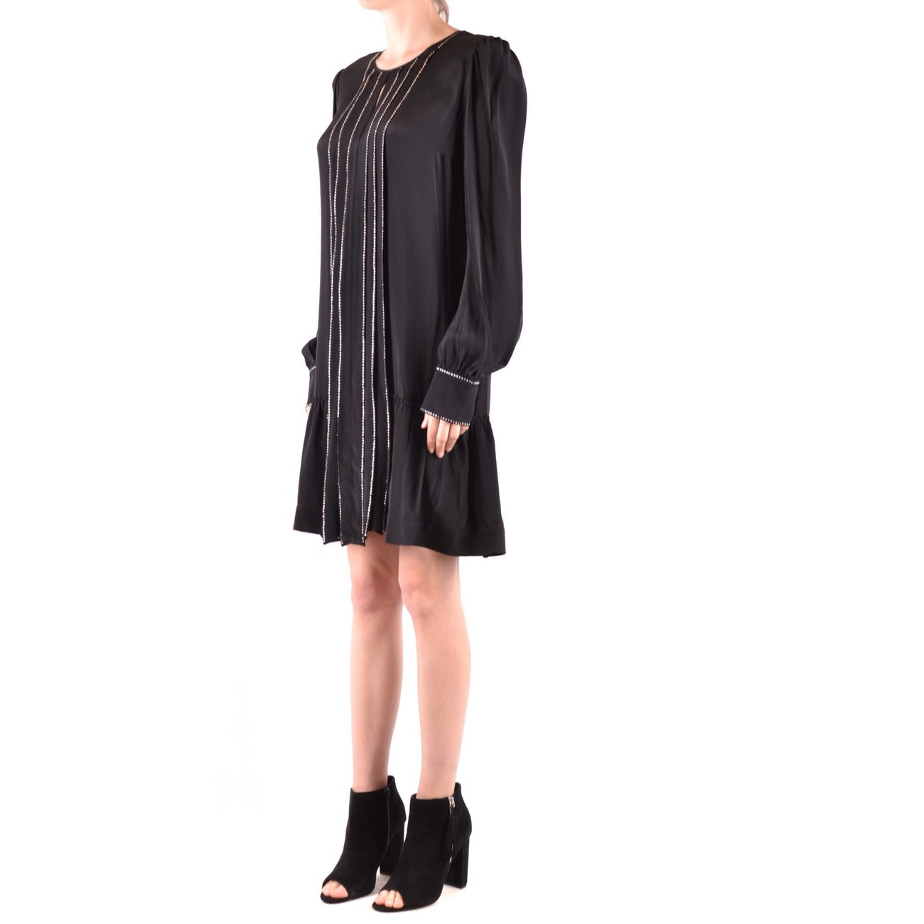 2455955 Twin-set Simona Barbieri Abito Nero Seta Viscosa Donna