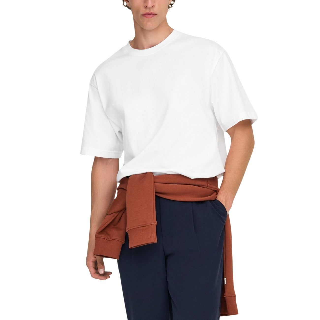 2448991 Only & Sons T-shirt Bianca Cotone Organico Uomo