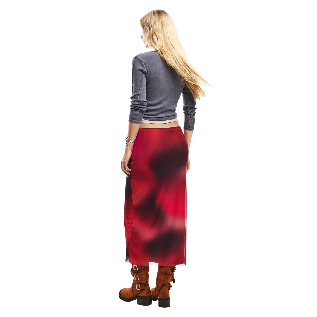 2452914 Desigual Gonna Donna Rossa Colorata Poliestere