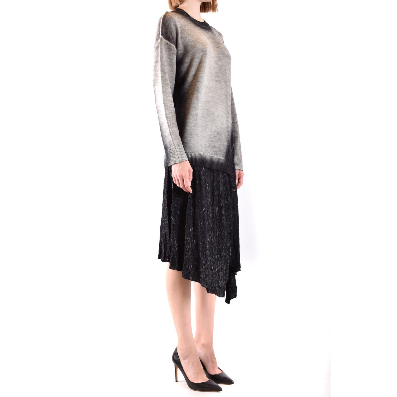 2423082 Diesel Abito Grigio Monocromo Maniche Lunghe Scollo Tondo Donna