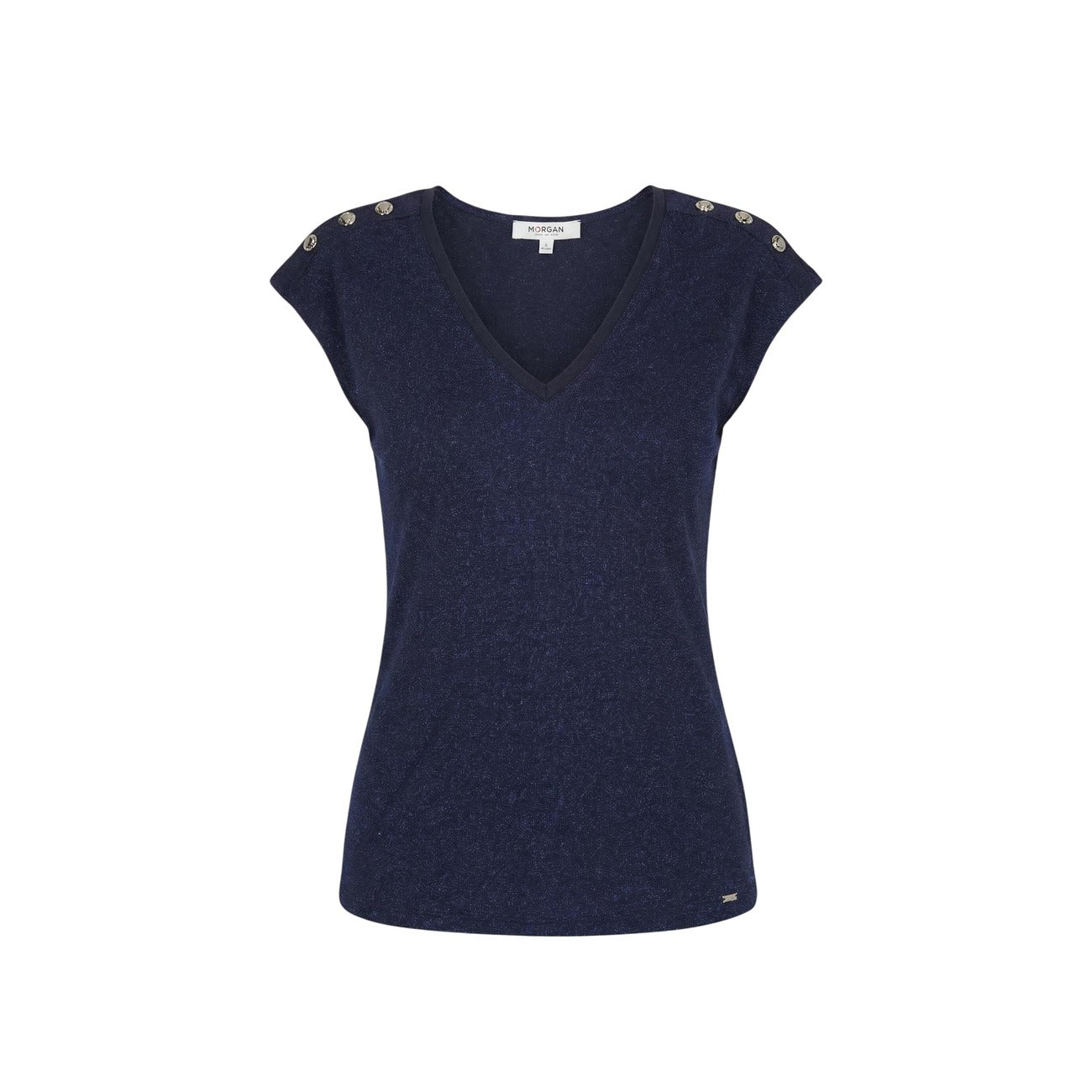 517619 Morgan De Toi Top Blu Smanicato Donna