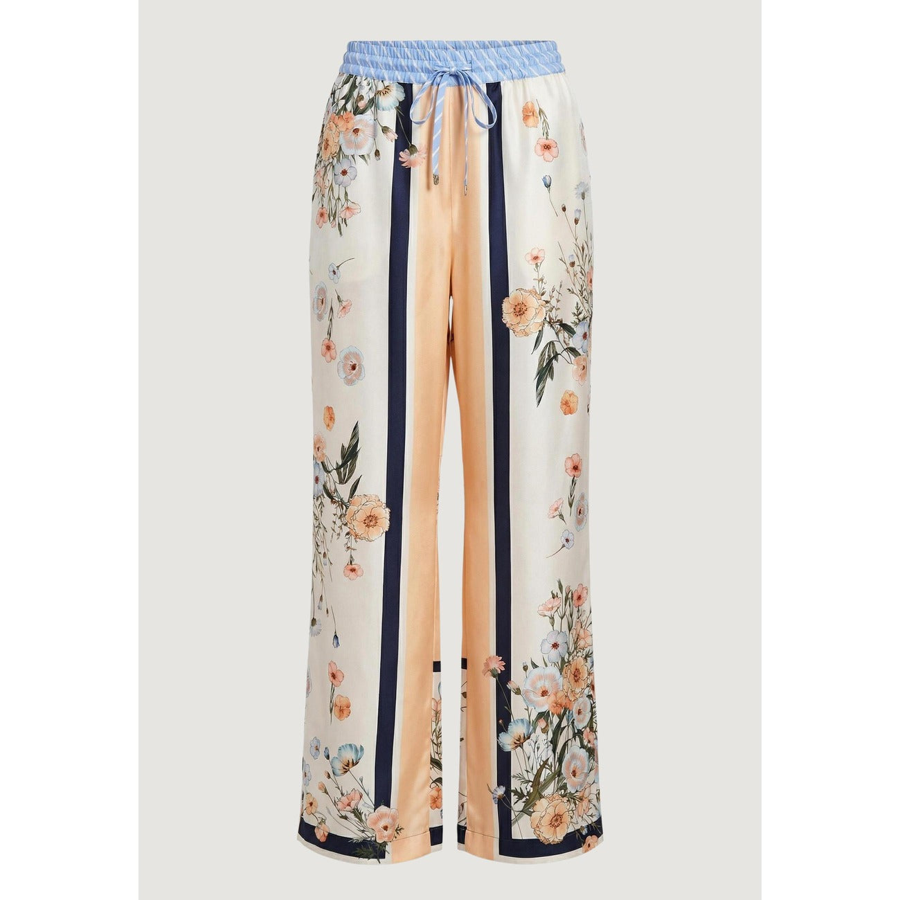 2456121 Liu Jo Pantaloni Salmone Floreale Poliestere Lacci Donna