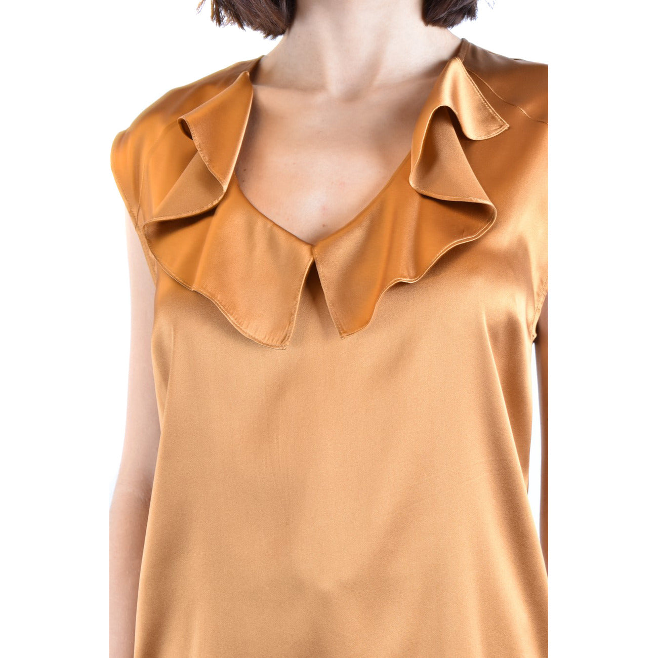 486924 Pinko Canotta Cammello Seta Donna