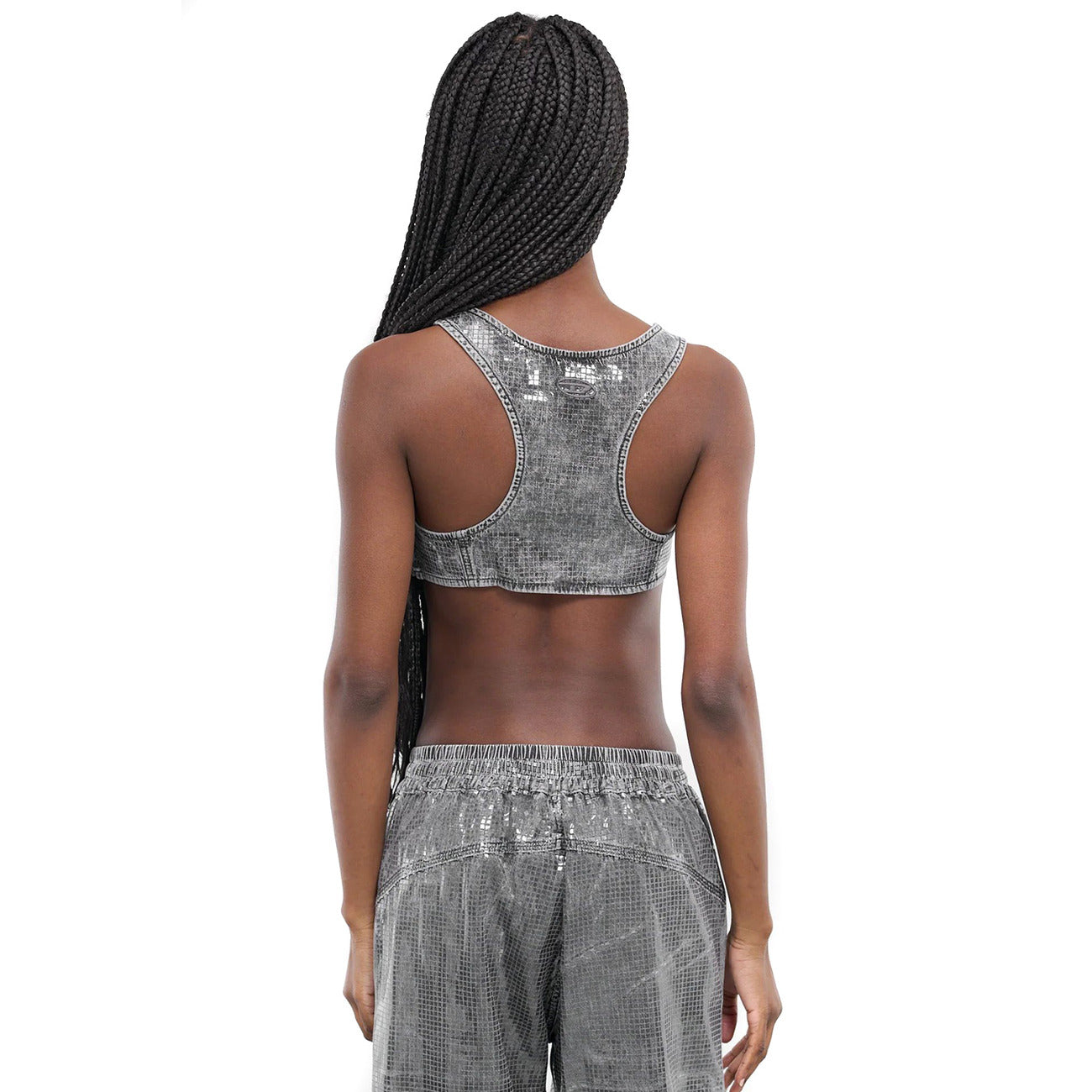 488638 Diesel Top Grigio Effetto Consumato Donna