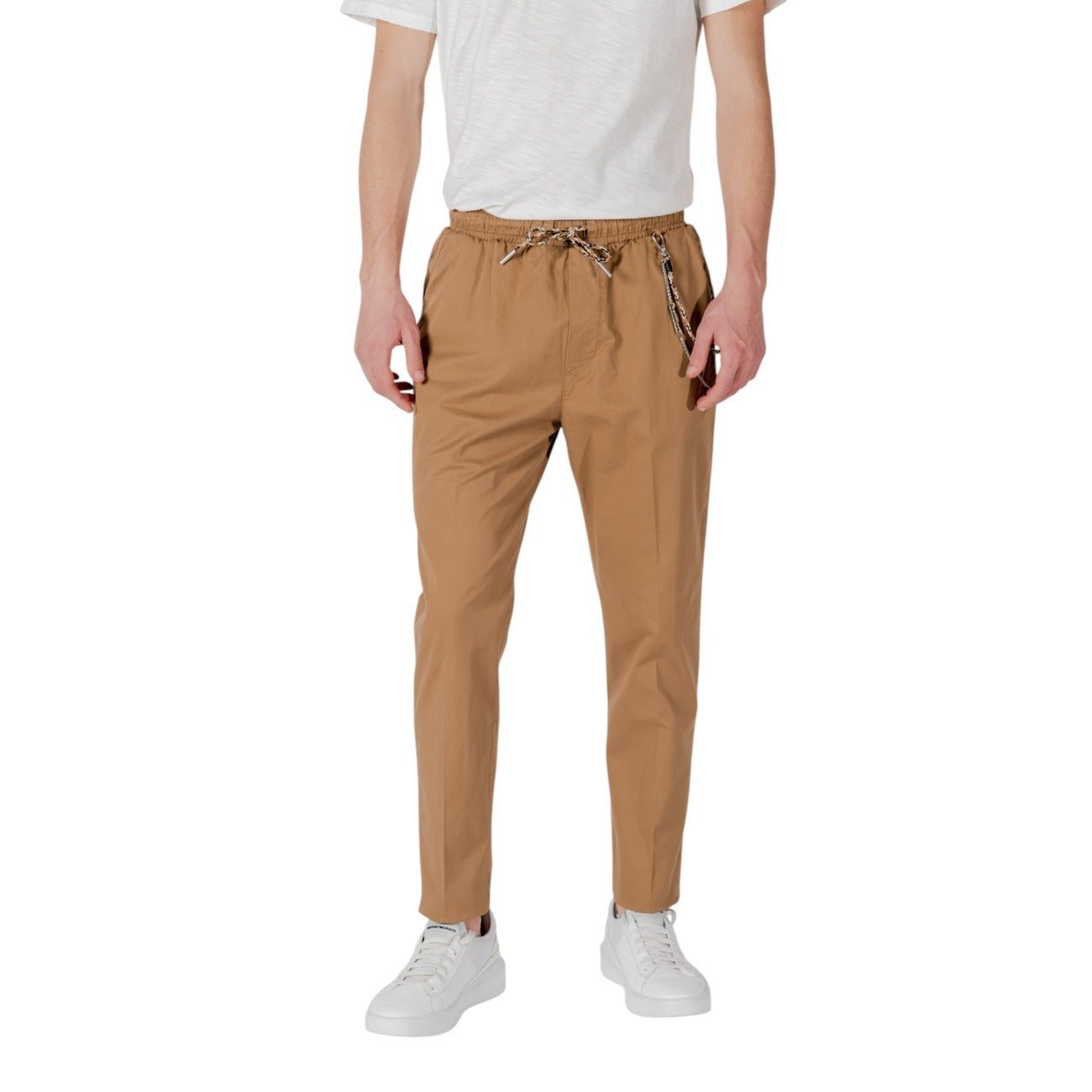 2417816 Gianni Lupo Pantaloni Marrone Cotone Elastan Uomo