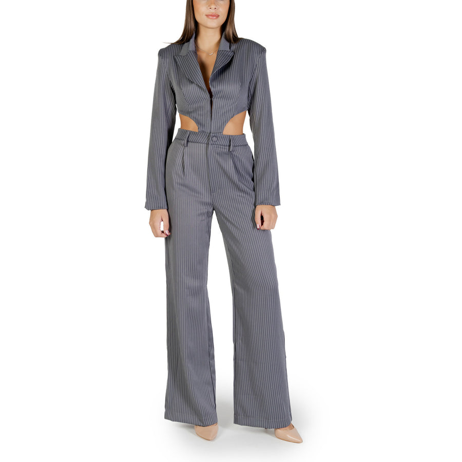 Tuta Intera Blazer Gessata con Cut-Out Grigio Antracite
