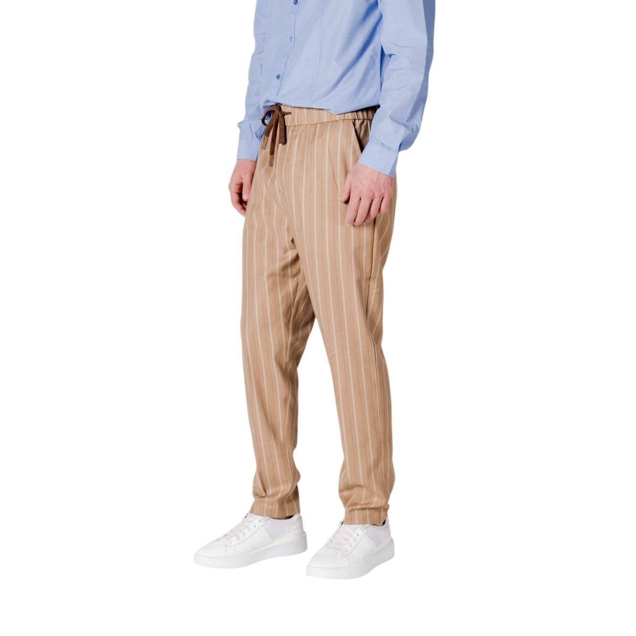 2413611 Gianni Lupo Pantaloni Beige Righe Uomo