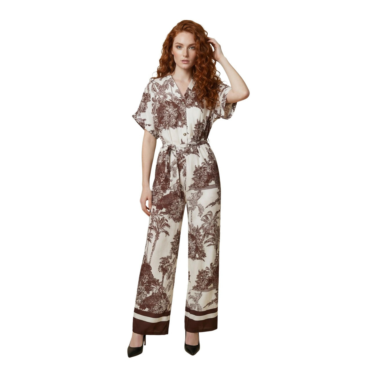 514490 Artigli Tuta Beige Floreale Donna