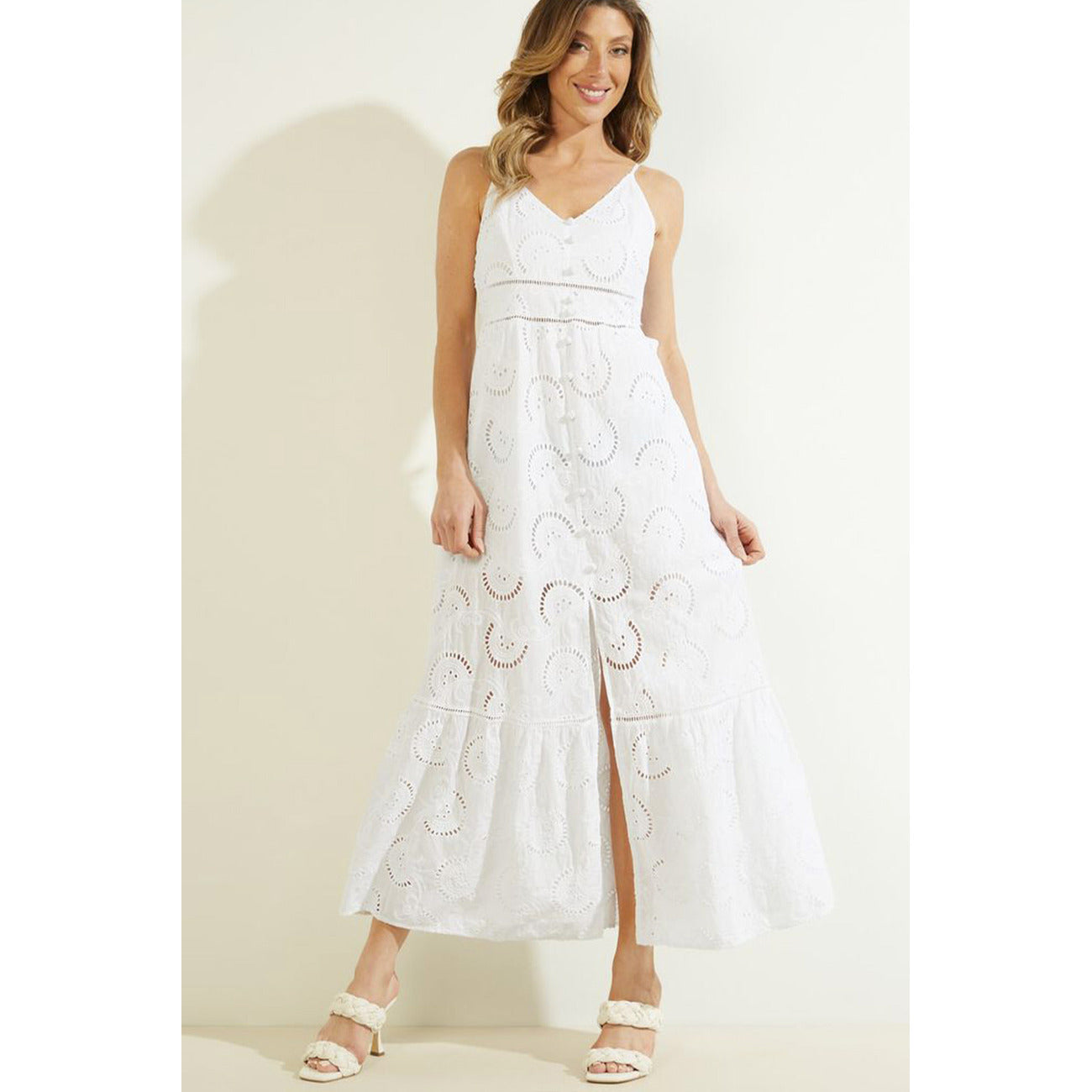 2438504 Guess Abito Bianco Donna Cotone 100% Spalline