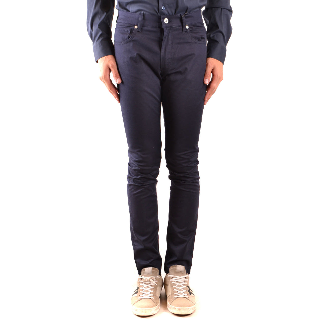 2425211 Moschino Pantaloni Blu Cotone Elastan Uomo