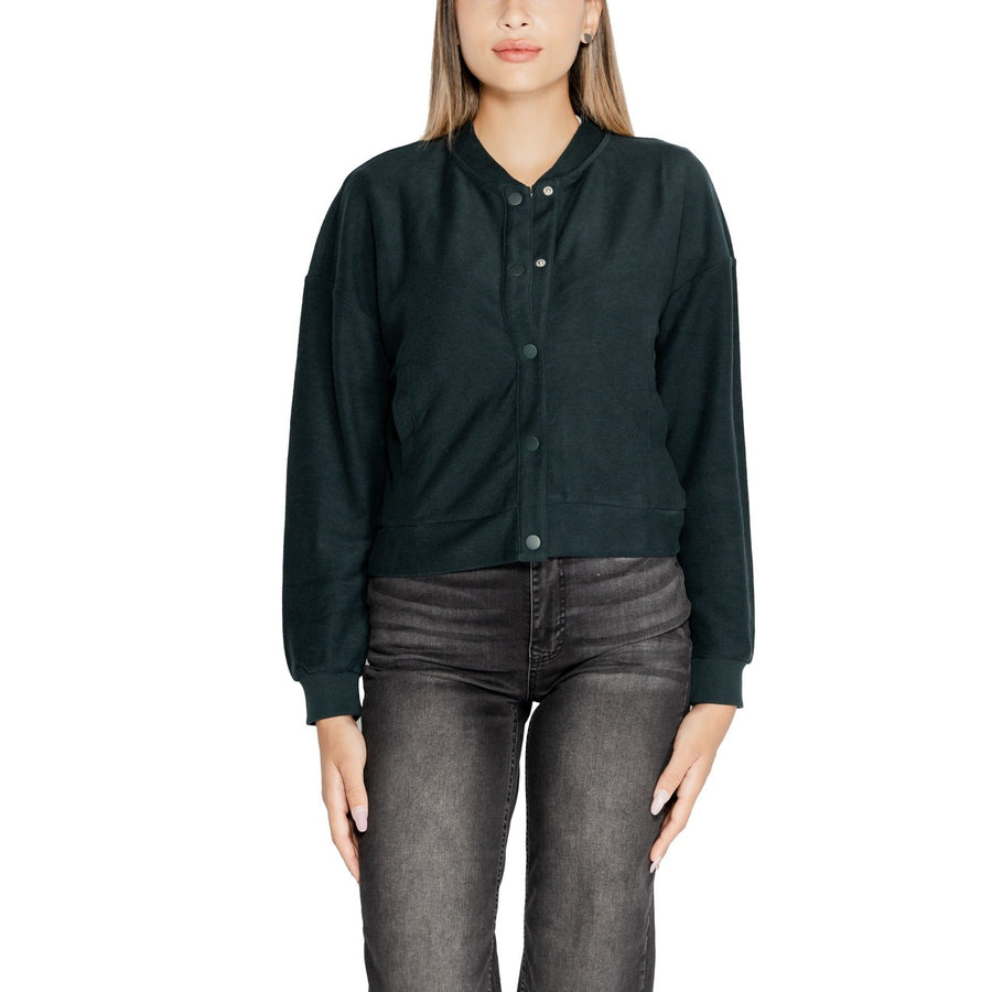 Giacca Bomber Leggera in Morbida Felpa Stretch Verde Scuro